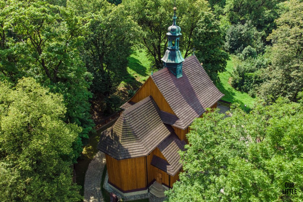 kościół świętego sebastiana widok z drona, wieliczka