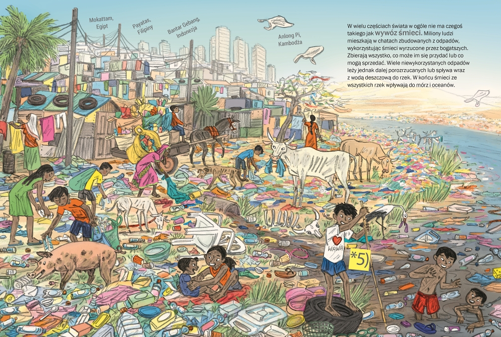 Ilustracja do książki "Śmieci" wydawnictwo Babaryba