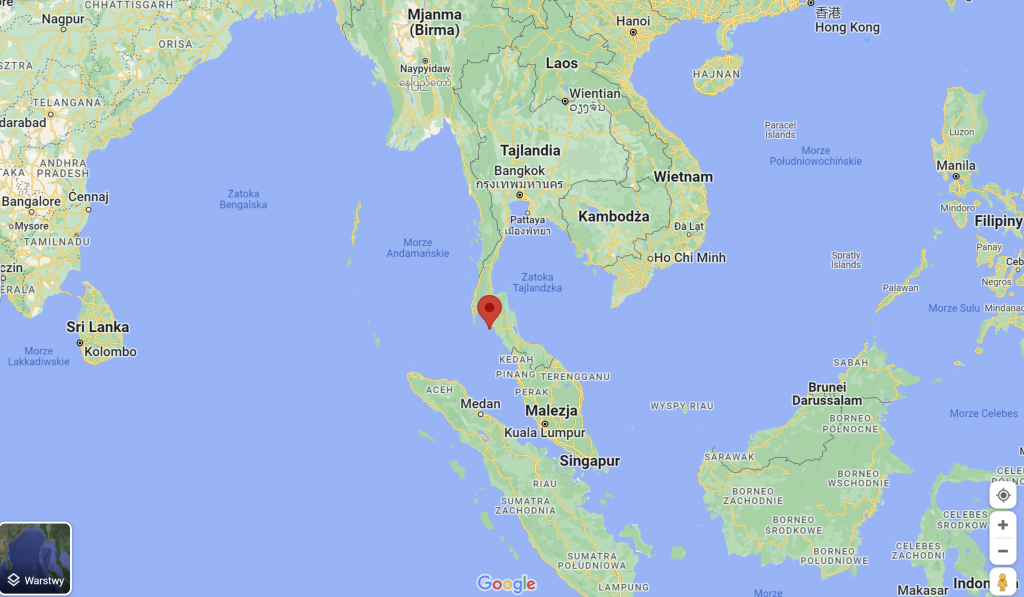 Mapa południowo-wschodniej Azji z lokalizacją Tajlandii, tekst: Przeprowadzka do Tajlandii, zdjęcie autorstwa OurLittleAdventures.pl