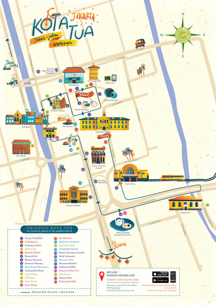Ilustrowana mapka Jakarty iDiscover - zdjęcie pochodzi z tekstu - Jakarta - co zobaczyć w stolicy Indonezji? na blogu OurLittleAdventures.pl