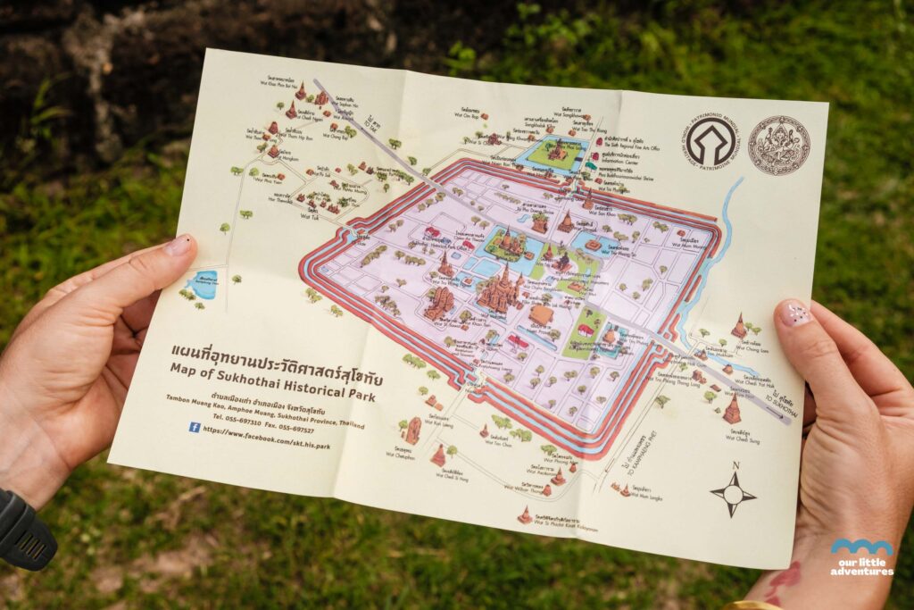 mapa Parku Historycznego w Sukhothai